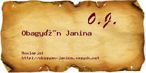 Obagyán Janina névjegykártya